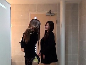 Asian babes filmed peeing